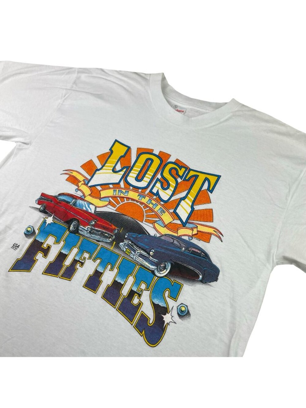VTG Lost In the Fifties x Action Wear Single Stitch S/S T-Shirt White • USA • XL